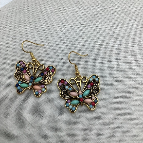 Colorful Butterfly Pierced Earrings - Picture 2 of 2
